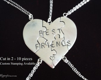 Sterling Silver Best Friend Puzzle Necklace - Personalized Necklace - Bridesmaids Gift -