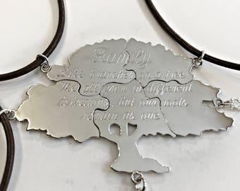 Sterling Silver Family Tree Puzzle Necklace With Engraving