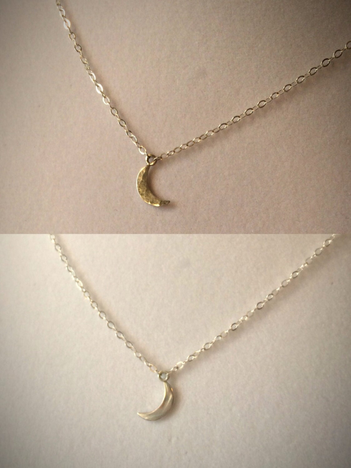 Sterling Silver Crescent Moon Necklace - - Etsy