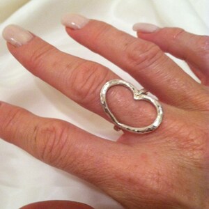 Sterling Silver Hammered Heart Ring image 1