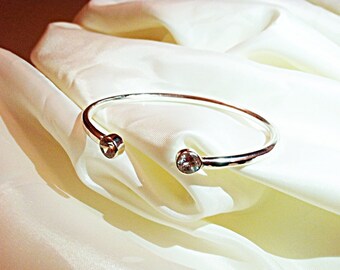 Sterling Silver 2.8 carat CZ Cuff Bracelet - Gemstone Jewelry -