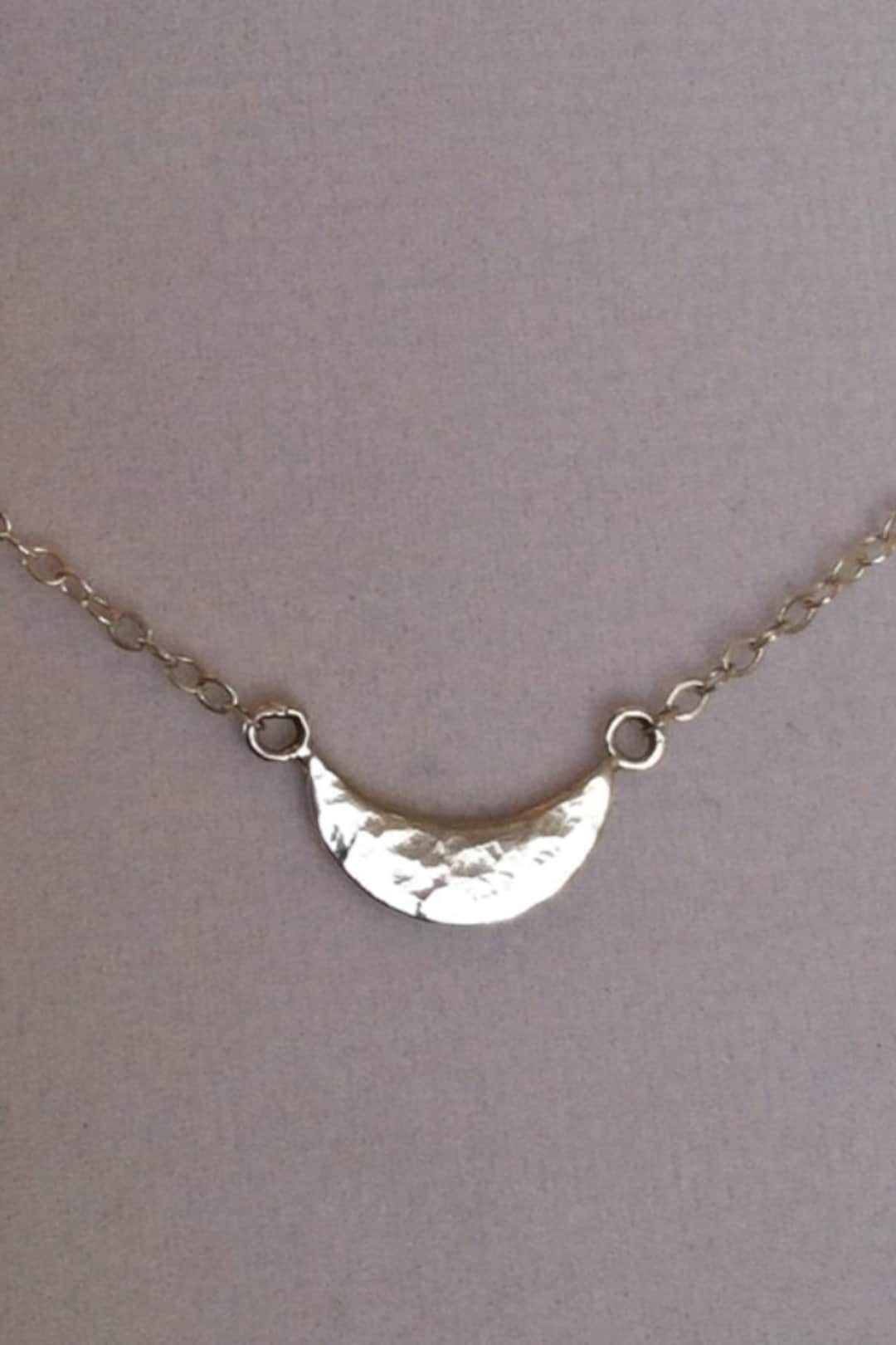 Sterling Silver Crescent Moon Necklace - - Etsy