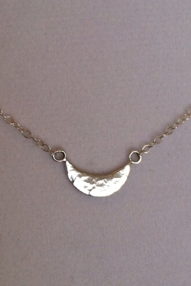 Sterling Silver Crescent Moon Necklace - - Etsy