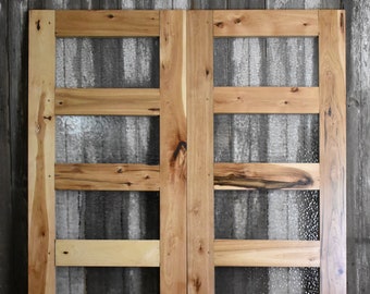 Rustic Hickory Barn Door, 5 AquaTech Window Panes, Made to Order