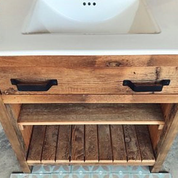 Rustic Vanity With X-Brace, made of Reclaimed Pine Barn Wood, Tiffin