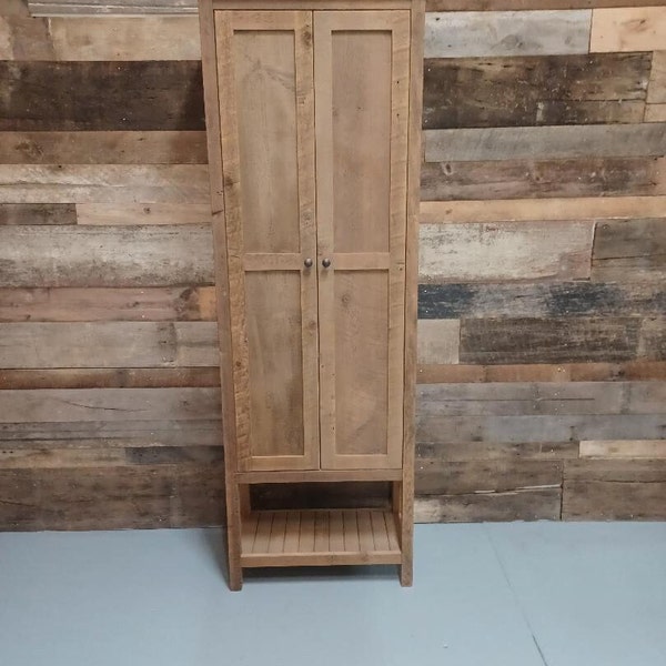 Rustic Linen Cabinet with open bottom Shelf, made of Reclaimed Pine Barnwood, 24" or 36" width