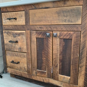 Bathroom Vanity, double sink or single sink, Shaker Style made from Reclaimed Pine Barn Wood, Byrd