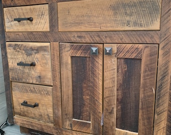 Bathroom Vanity, double sink or single sink, Shaker Style made from Reclaimed Pine Barn Wood, Byrd