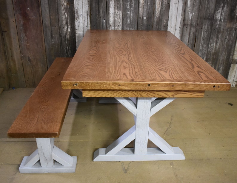 Trestle Dining Table With Removable Leaves Made of Reclaimed Etsy