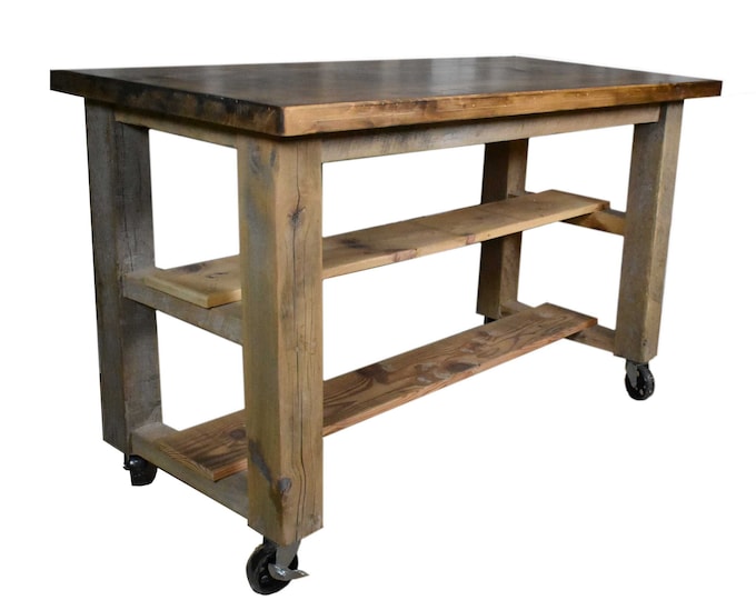 Rolling Butcher Block Top Island With Bar Seating jason Model Etsy