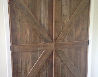 British Brace Barn Door Room Divider made from Reclaimed Pine Barn Wood, 30"  36" and 48" Widths and Custom Sizes, Made to Order