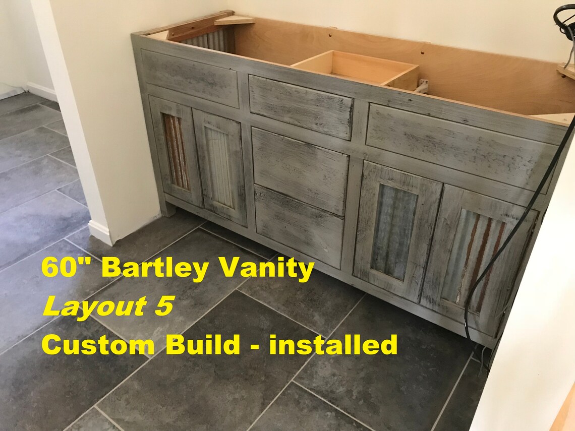 Rustic Gray Vanity With Reclaimed Pine Barn Wood and Metal Etsy