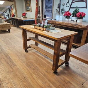 Rolling Kitchen Island Made of Reclaimed Barn Wood, Made to Order image 9