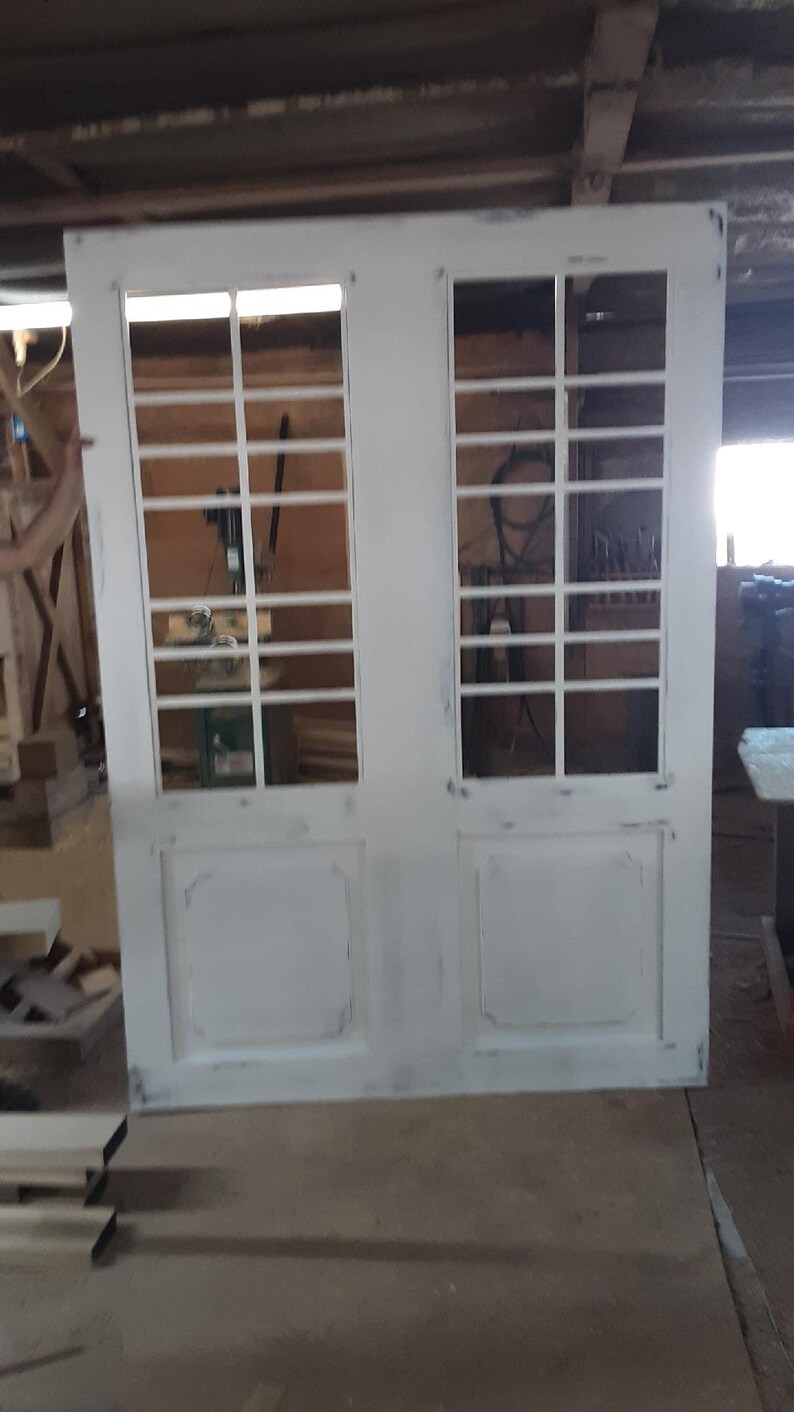 Barn Doors White Distressed with Multiple Window Panes Etsy
