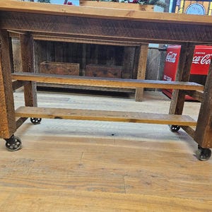 Rolling Kitchen Island Made of Reclaimed Barn Wood, Made to Order image 8
