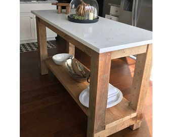 Kitchen Island made of reclaimed barnwood with epoxy countertop