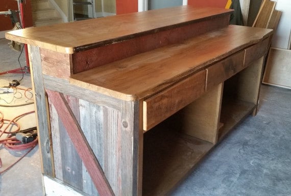 Bar Made From Reclaimed Pine Barn Siding With Live Edge Top - Etsy