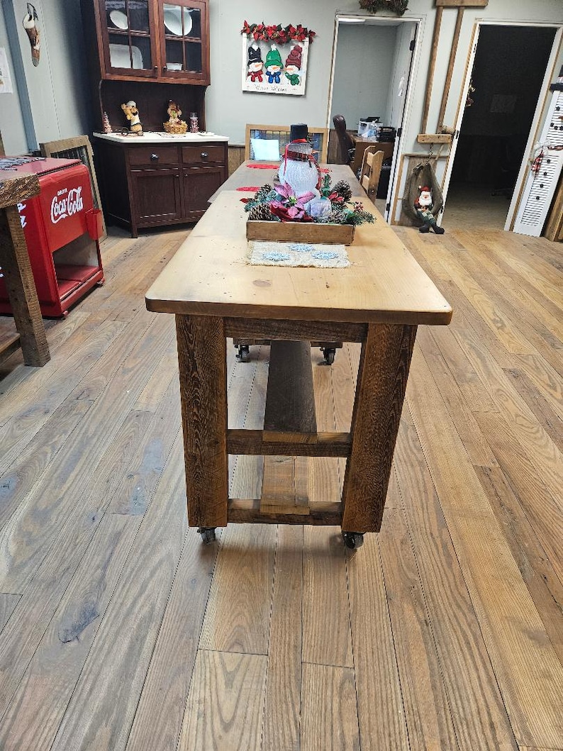Rolling Kitchen Island Made of Reclaimed Barn Wood, Made to Order image 11