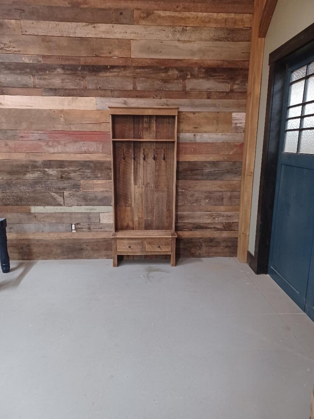 Rustic Entryway Hall Bench With Seat, Storage Under the Seating, Shelf