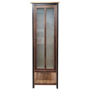 Rustic Linen Cabinet with Glass Door and metal, made of Reclaimed Pine Barnwood, Corwin