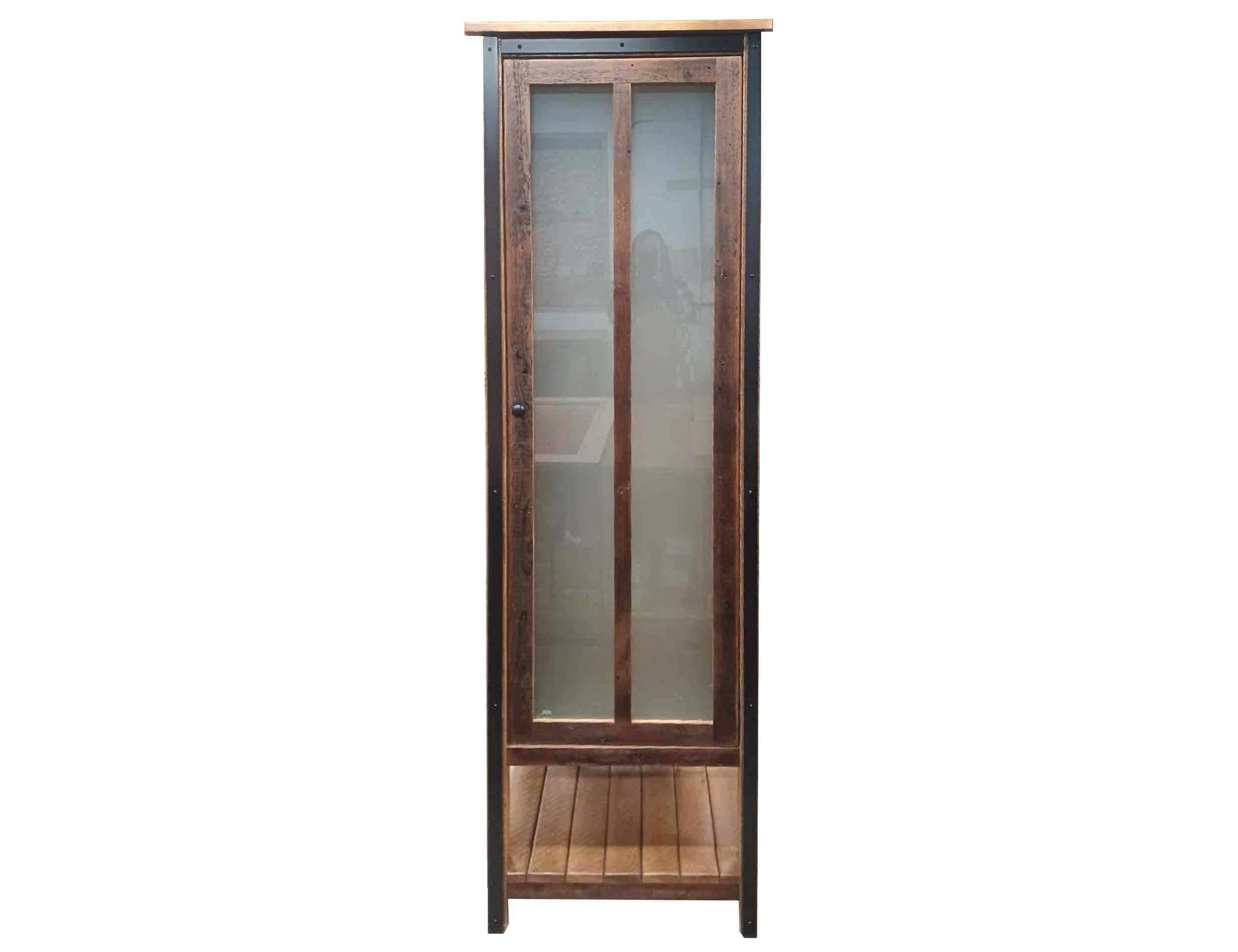 Rustic Linen Cabinet with Glass Door and metal, made of Reclaimed Pine Barnwood, Corwin