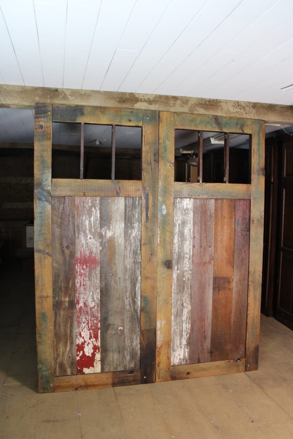 Barn Doors with Lower X Brace Made of Reclaimed Barn Wood - Whatman  Hardwoods