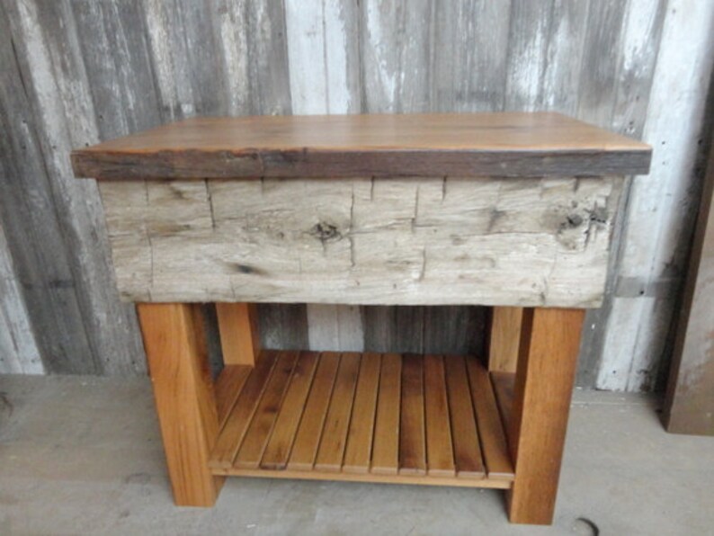 Vanity With Live Edge Top And Hand Hewn Beam Skin Accent Etsy