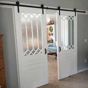 Lattice Sliding Barn Doors, White or White Distressed, Made to Order