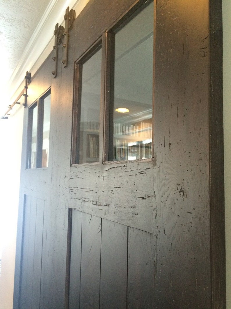 Barn Doors with Windows, Made From Reclaimed Oak Barnwood, Many Sizes, Made to Order image 2