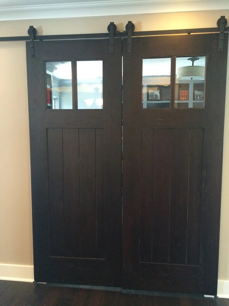 Barn Doors with Windows, Made From Reclaimed Oak Barnwood, Many Sizes, Made to Order image 3