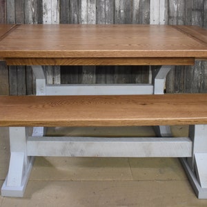Trestle Dining Table with Removable Leaves Made of Reclaimed Barn Wood