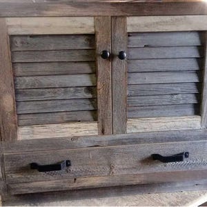 Bathroom Vanity with Louver Doors, Made to Order from Reclaimed Barn Wood, 36" 48" and 60" Dennison