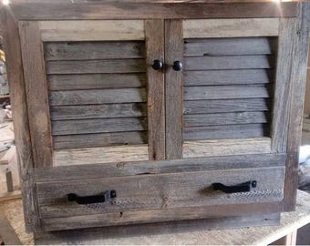 Bathroom Vanity with Louver Doors, Made to Order from Reclaimed Barn Wood, 36" 48" and 60" Dennison