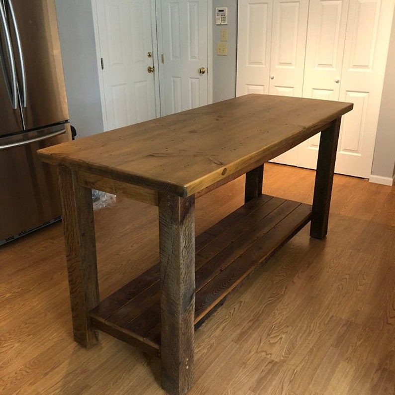 Rustic Kitchen Island Made From Reclaimed Pine Barnwood Made Etsy