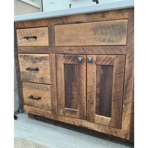Bathroom Vanity, double sink or single sink, Shaker Style made from Reclaimed Pine Barn Wood, Byrd