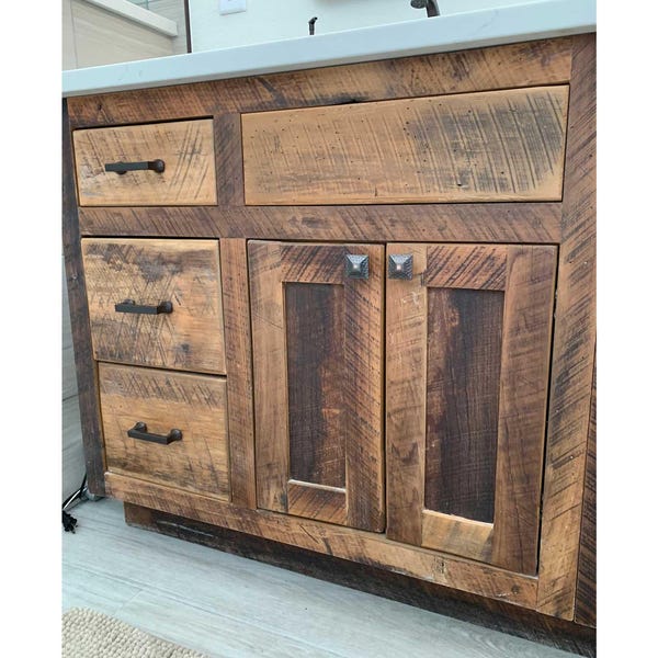 Bathroom Vanity, double sink or single sink, Shaker Style made from Reclaimed Pine Barn Wood, Byrd