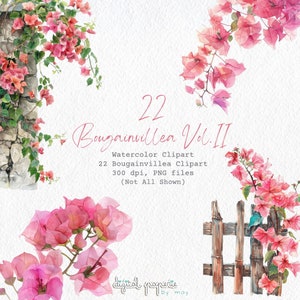 Gráficos de buganvílias em aquarela - Scrapbooking & Wedding Essentials - Vol. II, Flores Digitais
