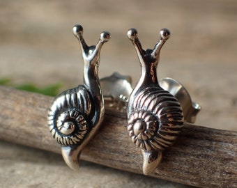 Recycled Sterling Silver Snail Stud Earrings