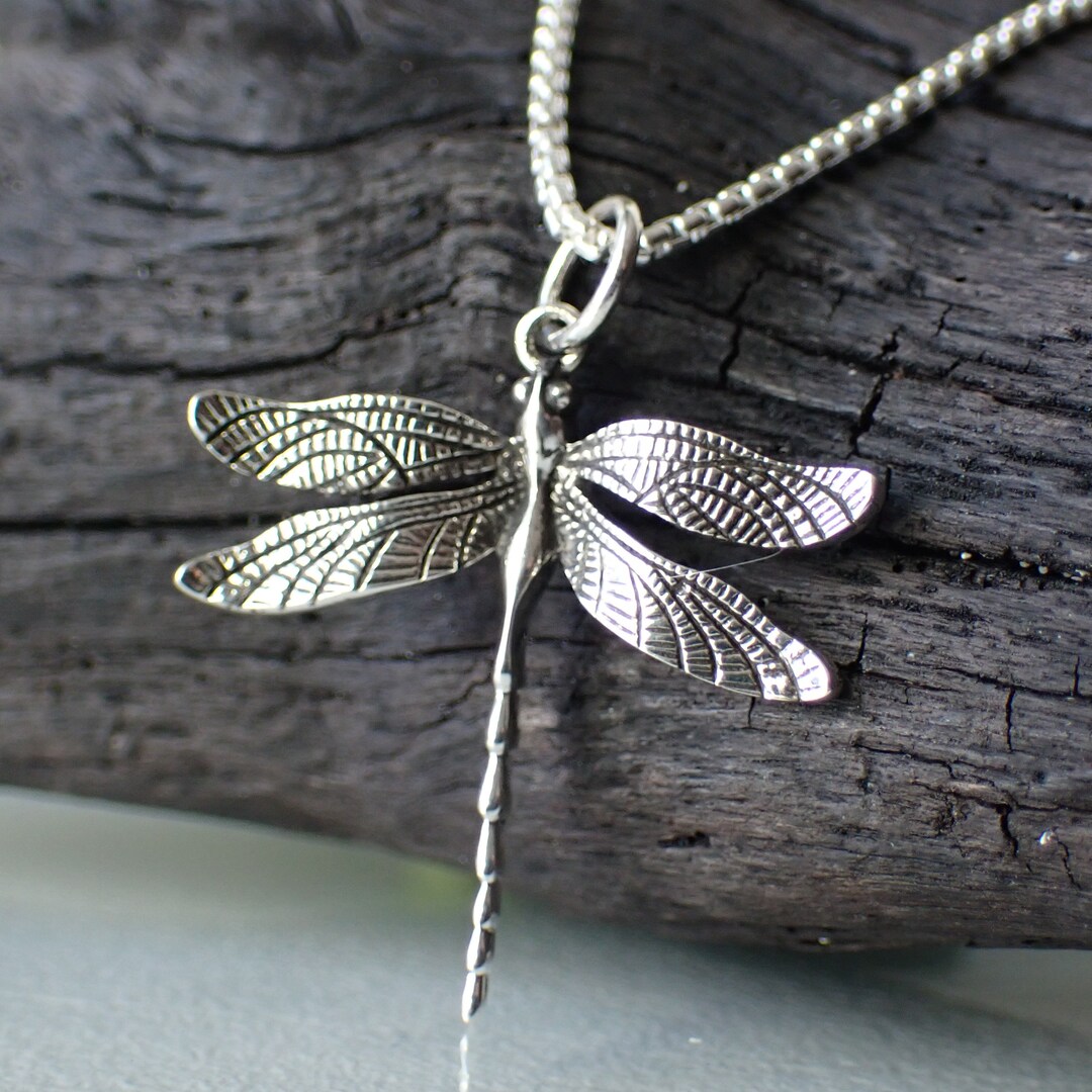 Recycled Sterling Silver Dragonfly Necklace Made From Recycled - Etsy