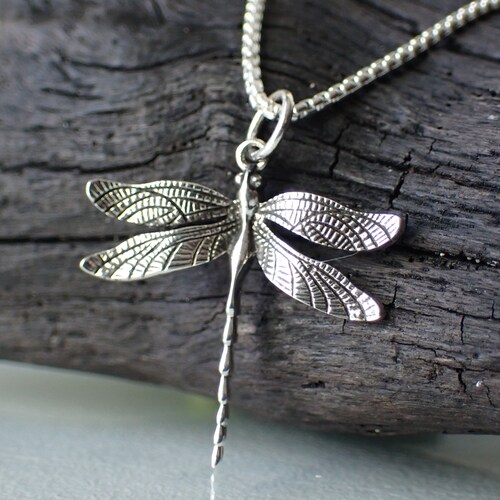 Sterling Silver Dragonfly Pendant Dragonfly Necklace - Etsy