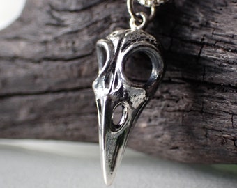 Sterling Silver Raven Skull Charm made from Recycled Silver