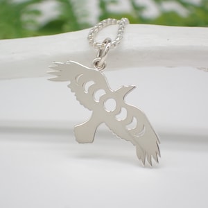Sterling Silver Raven Moon Phase Necklace made from Recycled Silver