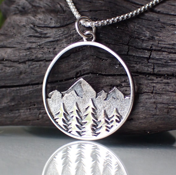 Sterling Silver Mountain Range Charm Necklace Adventure Travel Camping Ski  Boxed | eBay
