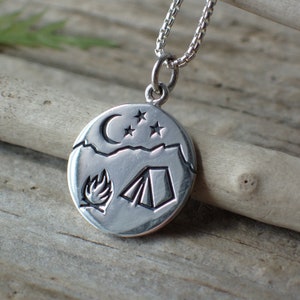 Sterling Silver Camping Necklace made from Recycled Silver