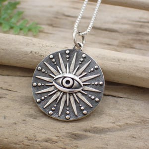 Sterling Silver Mixed Metals Cosmic All Seeing Eye Talisman Necklace made from Recycled Silver