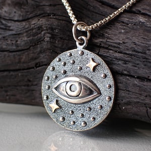 Sterling Silver Mixed Metals Cosmic Eye Talisman Charm made from Recycled Silver