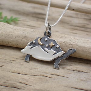 Sterling Silver Mixed Metal Tortoise Necklace made from Recycled Silver