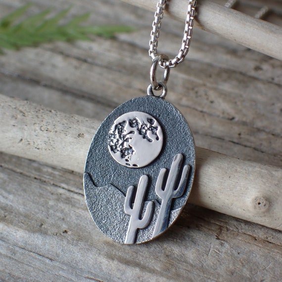 Silver cactus sale pendant