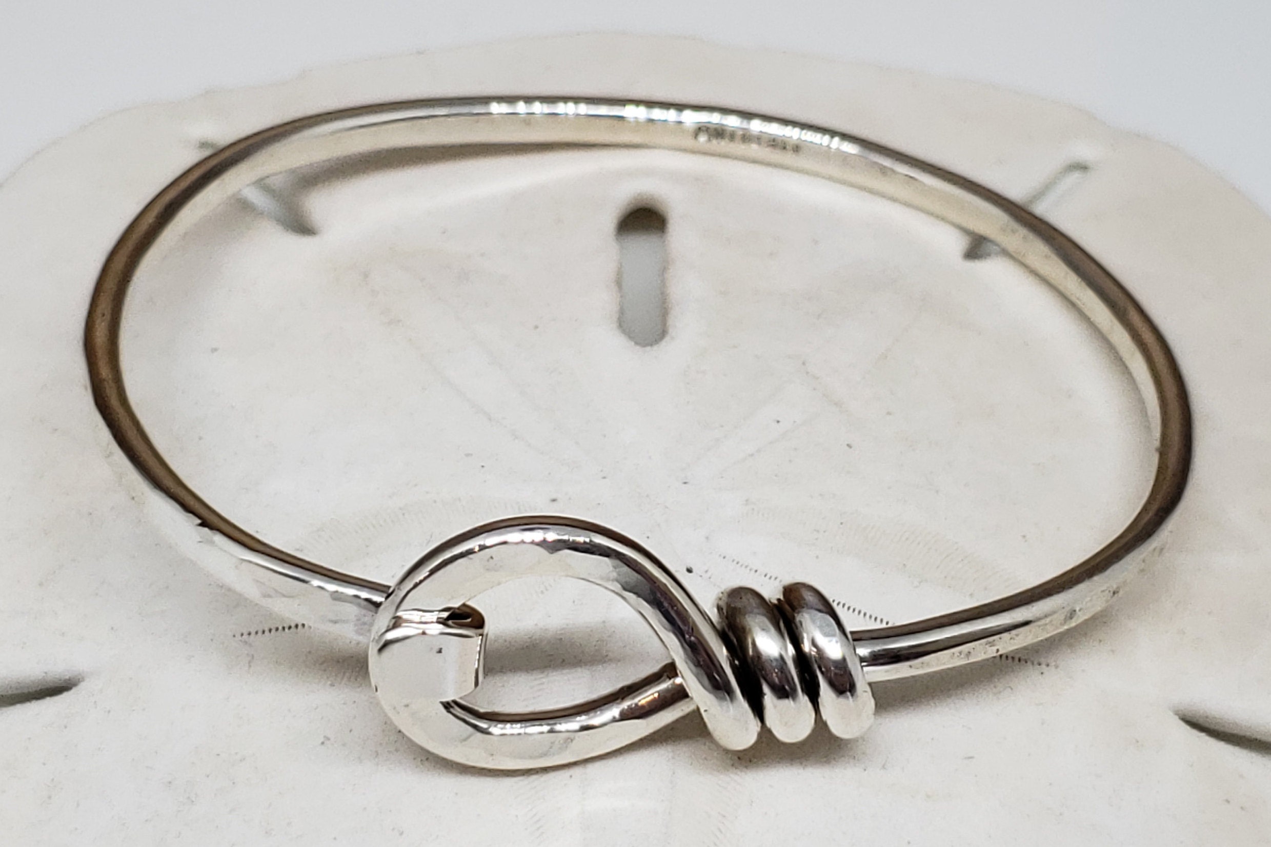 Sterling Silver hook and loop bracelet hand made 925 hammered Etsy