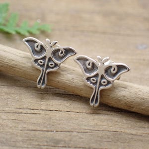 Sterling Silver Luna Moth Stud Post Earrings